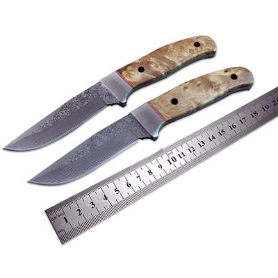 China Hunting Knife Damascus Blade Handle Camping Hunting Knives Steel Wood Fixed Knife Handsome for sale