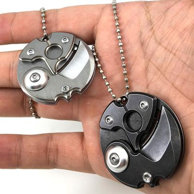 China Multi Functional Wholesale Coin Tool Multi Knife With Carbon Fiber Handle Small Key Chain EDC Survival Pocket Knives Chain Tools for sale