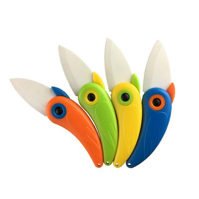 China 2019 New Viable Mini Bird Ceramic Gift Knife Pocket Folding Kitchen Fruit Paring Knife With Colorful ABS Handle for sale