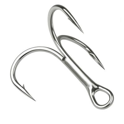 China REENOS Tin Three Hooks With Barb Anchor Hook High Carbon Steel Bright Double Reinforced Hook Fishing Gear Bulk Wholesale for sale