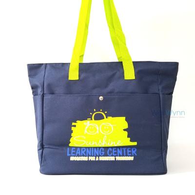 China Eco-Friendly Custom Sublimation Logo Zipper Grocery Shopping School Full Color Fashion Sports Casual Travel Tote Bag for sale