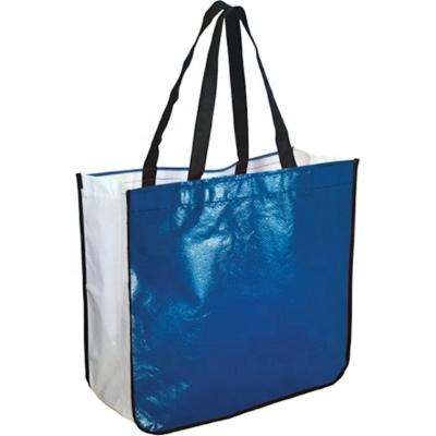 China Custom Shopping Gift Eco Friendly Use Lulu Style Water Resistant Full Color Two Tone Laminated Nonwoven Polypropylene Tote Bag for sale