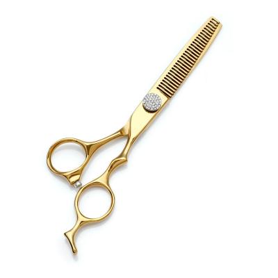 China Hair Cutting Scissors 6 Inch Gold Stainless Steel Hair Cutting Trimming Barber Scissors for sale