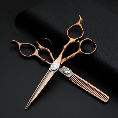 China Hair Cutting Scissors 6 Inch Coppery And Sliver 440C Fashionable Japanese Backing Hair Scissors for sale