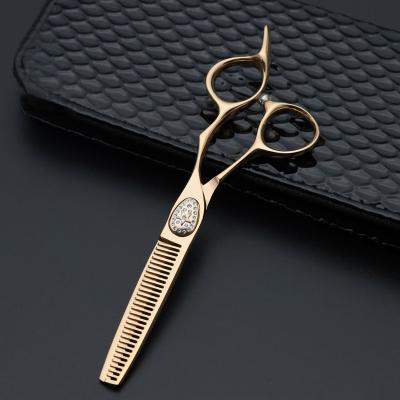 China Hair Cutting Scissors 6 Inch Rose Golden Japanese 440C Straight Hair Trimming Scissors for sale