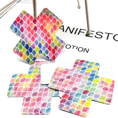 China Comfortable Cross Pattern Multi Colors Lattice Material Glitter Style Fashion Beauty Disposable Nipple Cover for sale