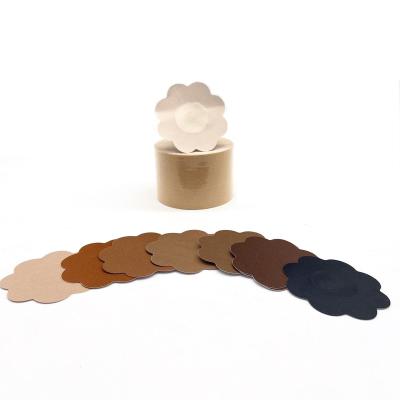 China Hershe's One Piece Daily Hypoallergenic Petal Shape Disposable Satin Nipple Cover In Different Skin Tones for sale