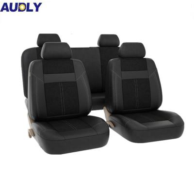 China Waterproof Fancy Black Car Seat Covers PU Design Waist Universal High Quality Leather Universal Car Seat Covers With Velvet Material for sale