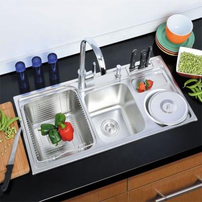 China Without Faucet MT9245 wholesale kitchen double bowl with rubbish sink stainless steel handmade bowl kitchen sinks for sale