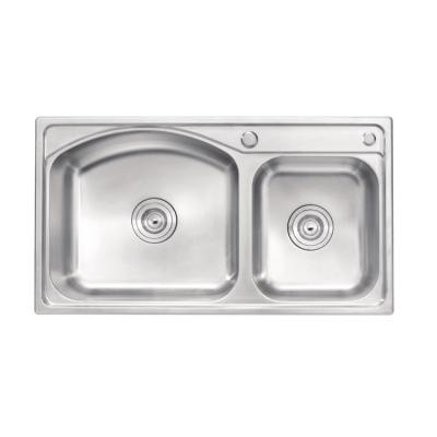 China Without Faucet Stainless steel  small double  bowl stainless steel small kitchen double bowl sink for sale