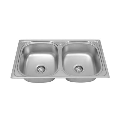 China Without Faucet Hot sale double triangle   double  bowl best price sinks for the kitchen for sale