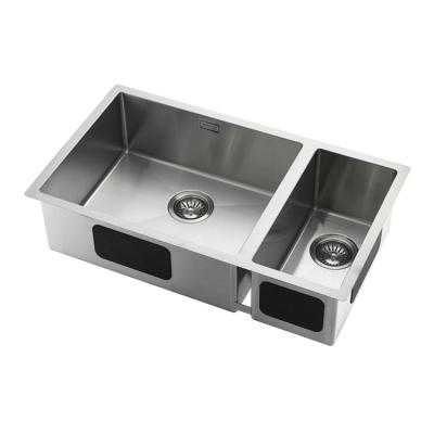 China Without Faucet Hot sale big double bowl   stainless steel  luxury handmade  kitchen sink sliver for sale