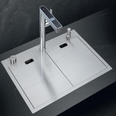 China Without Faucet New design stainless steel price Handmade  kitchen sink with rinser for sale