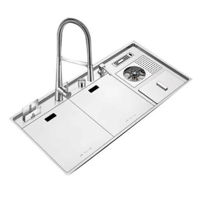 China Without Faucet New design stainless steel price Handmade  kitchen sink with rinser for sale