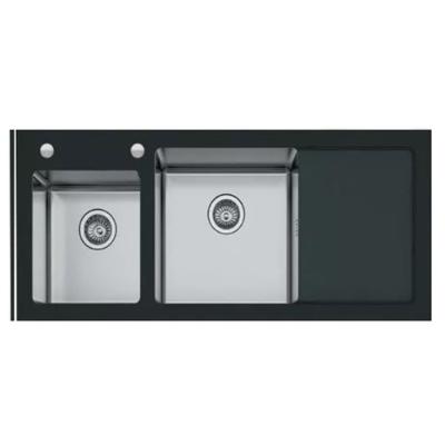 China Without Faucet MT11650HA popular  glass   unique  double kitchen sinks for sale