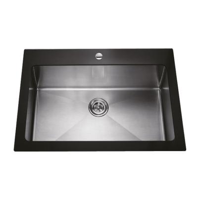 China Without Faucet MT6250 popular  glass  sink small single black kitchen sinks for sale