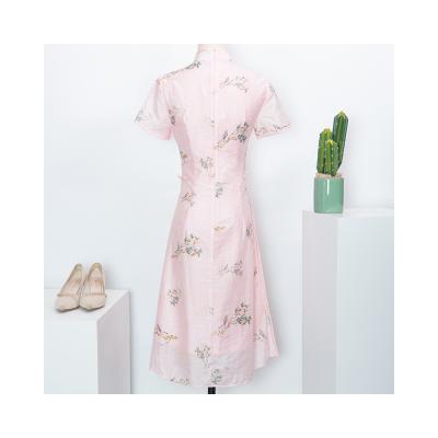 China Pink Good Quality Plus Size Retro Chinese Style Cheongsam Bone Cup Dress S/M/L/XL/2XL/3XL for sale