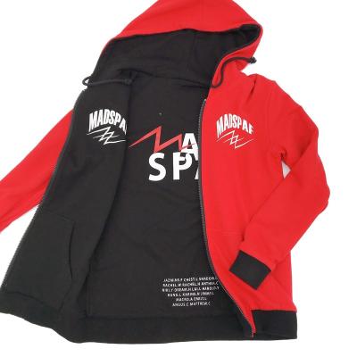 China Anti-wrinkle custom silk screen printing reversible two way zipper hoodie for sale