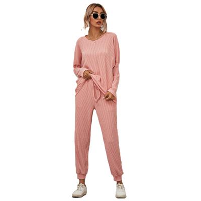 China Wholesale New Design Thermal Women's Pajamas Long Sleeve Solid Color Thick High Quality Long Sleeve Pajamas Set for sale