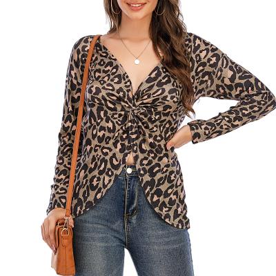 China Springs 2022 Anti-pilling Tops For Women Long Sleeve Leopard T-shirt Casual Wear Full Long -and-Cons Blouses For Women for sale