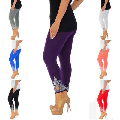 China Anti-Wrinkle Amazon Hot Selling Solid Color Printed Plus Size Yoga Butt Gaiters Womens Pants Slim Fit S-5XL Crack! crack! for sale