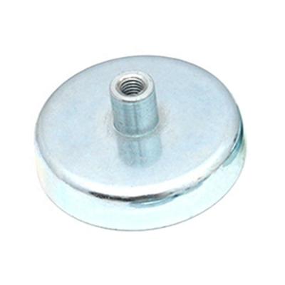 China Industrial magnet ferrite pot magnet with a threaded ring for sale