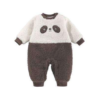 China 2021 New Design Baby Rompers Unisex Warm Animal Embroidery Fleece Toddler Romper Jumpsuit For Winter for sale