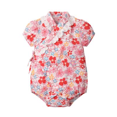 China New pattern 100% cotton with 100% cotton babi infant girl romper Janpan stitch kimono floral romper costume for sale