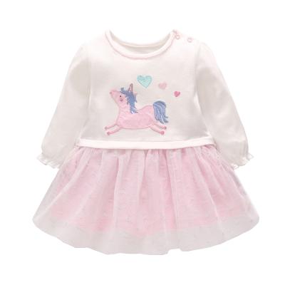 China Anti-wrinkle Design Upper Babies Clothes With Cute Pattern 100% Cotton Horse Girls Skirt Dress Baby For Fall for sale