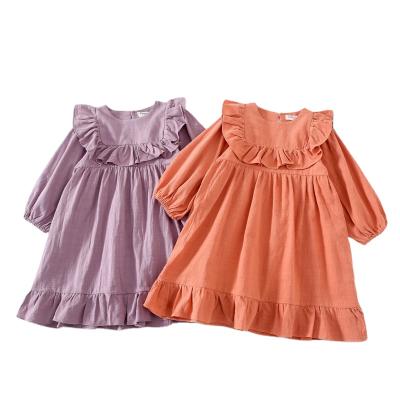 China Kid Breathable Dress Boutique Model Dresses For Girls 100% Cotton Autumn Kids Clothes With Ruffle One Piece Dress for sale