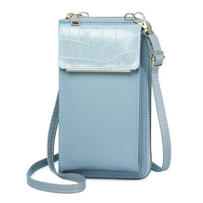 China Motion Sensing Clips And Bags Wallet Women Fashion Stone Texture Mini Shoulder Satchel Mobile Phone Bags PU Leather Bags for sale