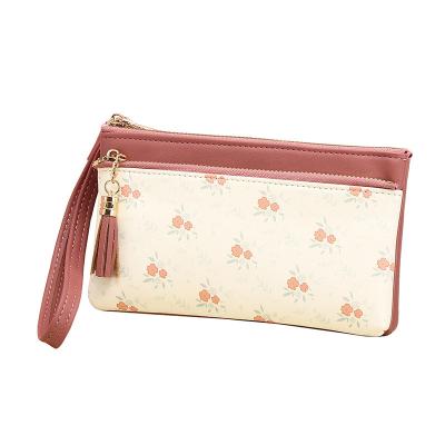 China Small Wallet Long Wallet Candy Color Simple Tassel Waterproof Mini Women Square Coin Purse With Flower Pattern for sale