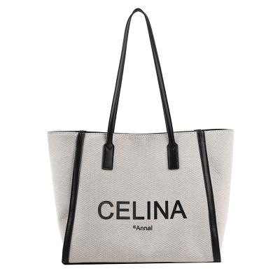 China Fashion High Quality Custom Printed Logo Eco Friendly Cotton Canvas Tote Bag Durable Shopping Bag With Zipper for sale