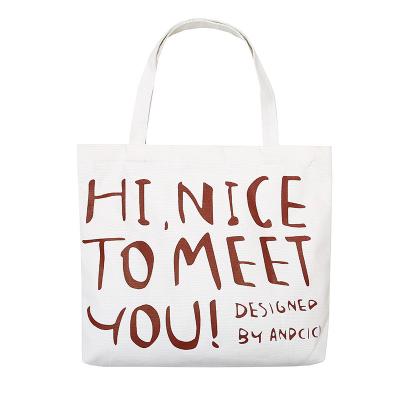 China Other Eco-Friendly Canvas Tote Bags Tote Cotton Shoulder Shopping Bag Canvas Shopping Bag Reusable Custom Design Letter Beauty for sale