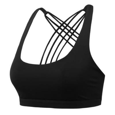 China Breathable Women Sports Cross Back Sexy Padded Light Support Yoga Strappy Bra for sale