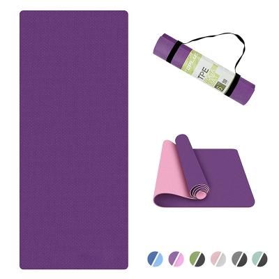 China Non-slip Fitness Workout Mat Carrying Strap Design Eco Friendly Double Layer 6mm Tape Yoga Mat. for sale