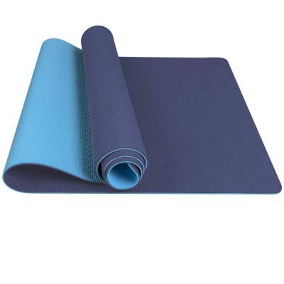 China Anti Slip Two Tones Yoga Pilates Fitness Exercise Mat Non Slip Super Soft Eco Friendly Mat With Carry Strap for sale