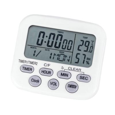 China Modern Creative Small Timer Alarm Clock Kitchen Desk Gift with Thermometer and Hygrometer Function for sale