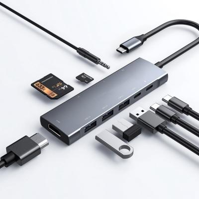 China Custom OEM Charging 9 in 1 Multifunctional USB C Hub Type C Adapter for Macbook Pro Laptop USB Dock for sale