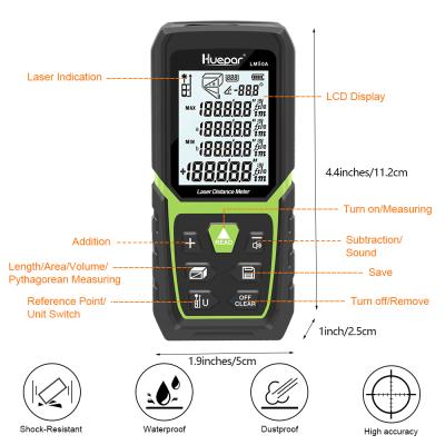 China HUEPAR LM100A Electronic Angle Sensor Laser Distance Meter with Rechargeable Lion Battery for sale