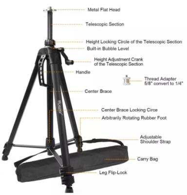 China HueparTPD16 Digital Camera 1.6M Laser Level Tripod Aluminum Flat Head Height Adjustable Tripod Stand with Handle Bubble for Self Leveling Level for sale