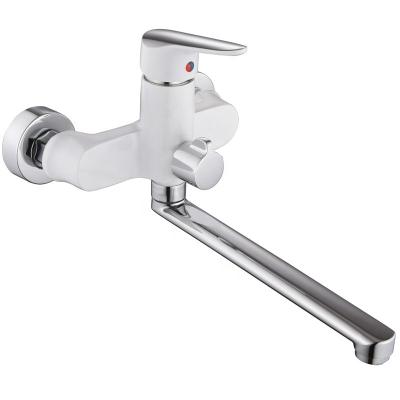 China Long Wall Mount Modern Bathroom Faucet Bathtub Hot And Cold Water Mixer for sale