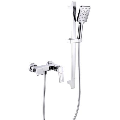 China Contemporary Brass Single Shower Set Wall Mounted Tub Shower Mixer Tap for sale