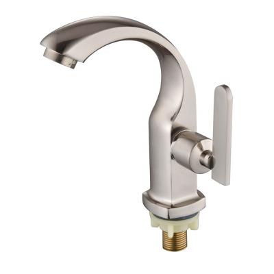 China Metered Faucets Single Hole Spout Basin Sink Faucet Flow Spout Cold Water Tap Bathroom Faucet for sale