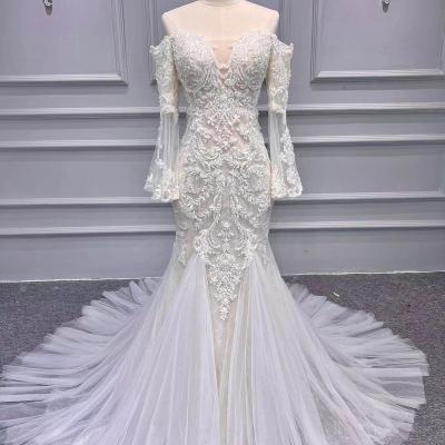 China New Breathable Luxury Bridal Tulle Sequins Lace Up Wedding Beaded And Pearls Fabrics For European Style Dress for sale