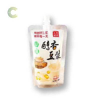 China Recyclable Custom 250ml Liquid Soybean Milk Packaging Bag with Corner Spout for sale