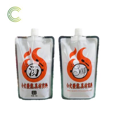 China Recyclable Large caliber Self-supporting suction mouth bag drink soup bag disposable traditional liquid milk bubble tea spout pouch bag for sale