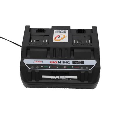 China Brand New Li-ion Battery 14.4V-18V Power Tool Charging Left Replacement Fast Charger Dual Slot For 1418-02 Dual 2 USB PORTS Fast Charger for sale