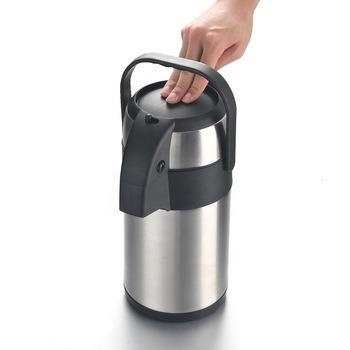 China Large Size Stainless Steel Double Wall Sustainable Vacuum Thermos Flasks Pump Pot Air Jug for sale