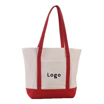 China 2022 Wholesale Factory Custom Logo Long Strap Cotton Canvas Reusable Large Purchasing Tote Bag With Pocket for sale